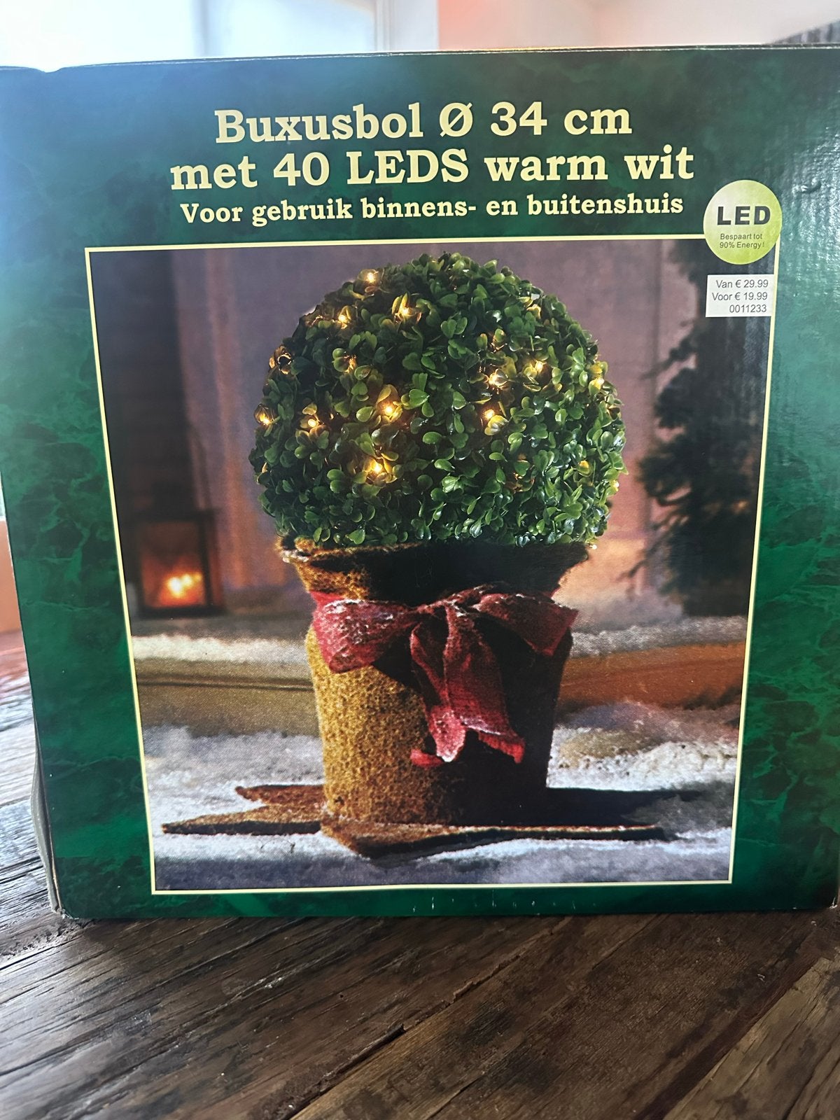 Buxusbol Ø 34 cm met 40 LEDS warm wit, Ophalen of Verzenden, Bloeit niet
