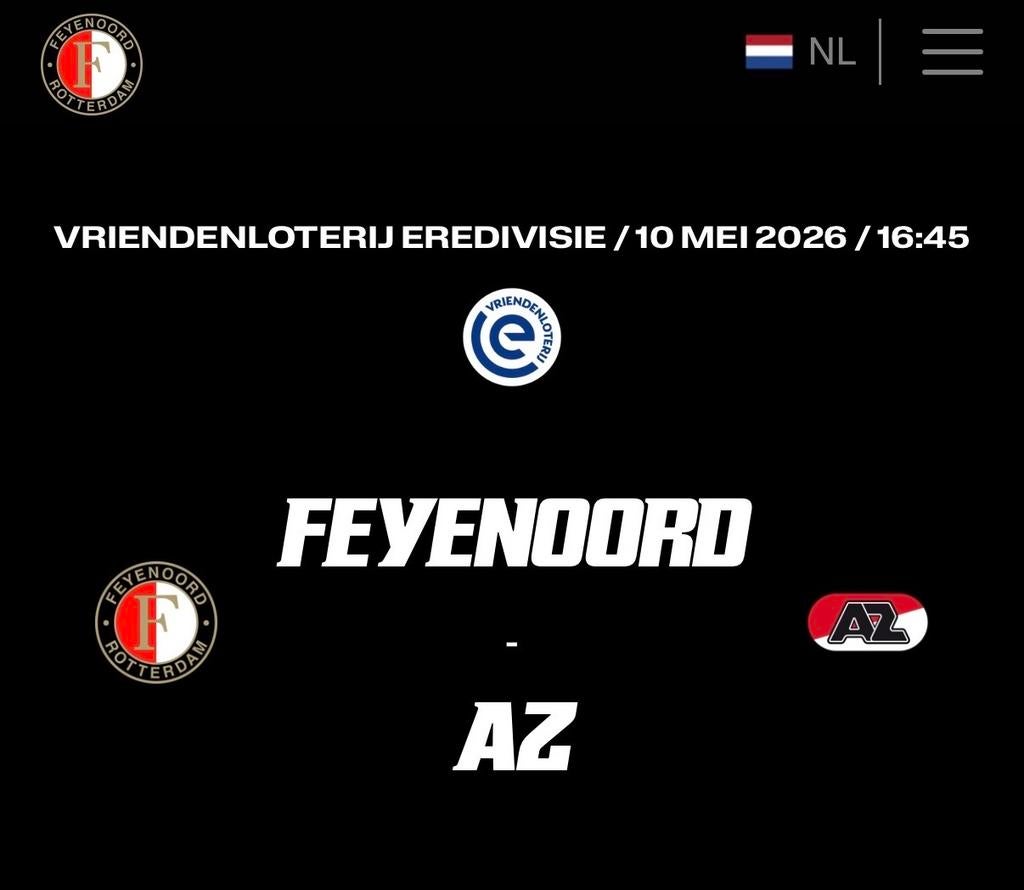 Feyenoord - AZ tickets, Losse kaart, Eén persoon, Mei