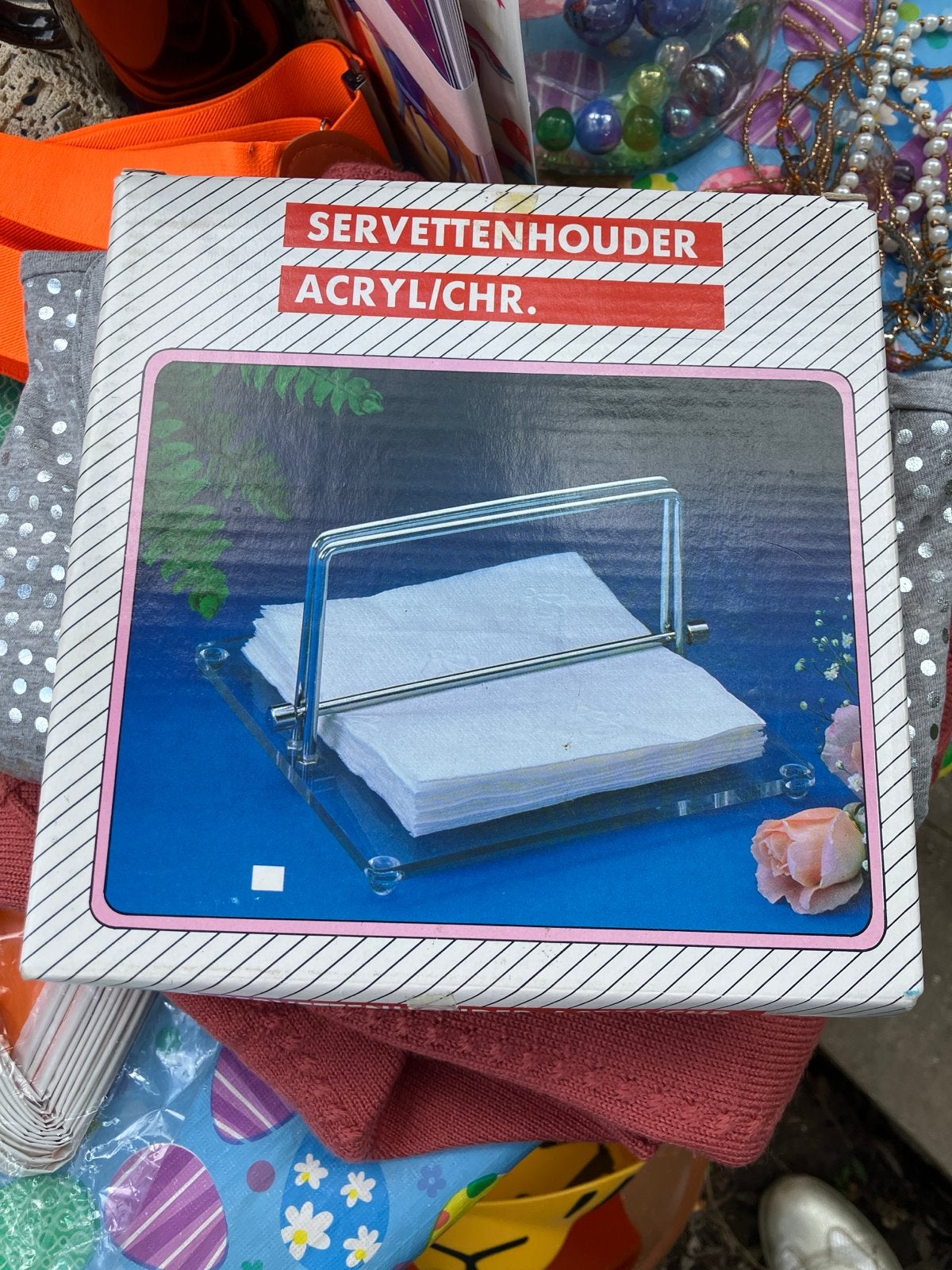 Servettenhouder Acryl/Chroom - Nieuw in verpakking, Ophalen of Verzenden, Nieuw, Kunststof