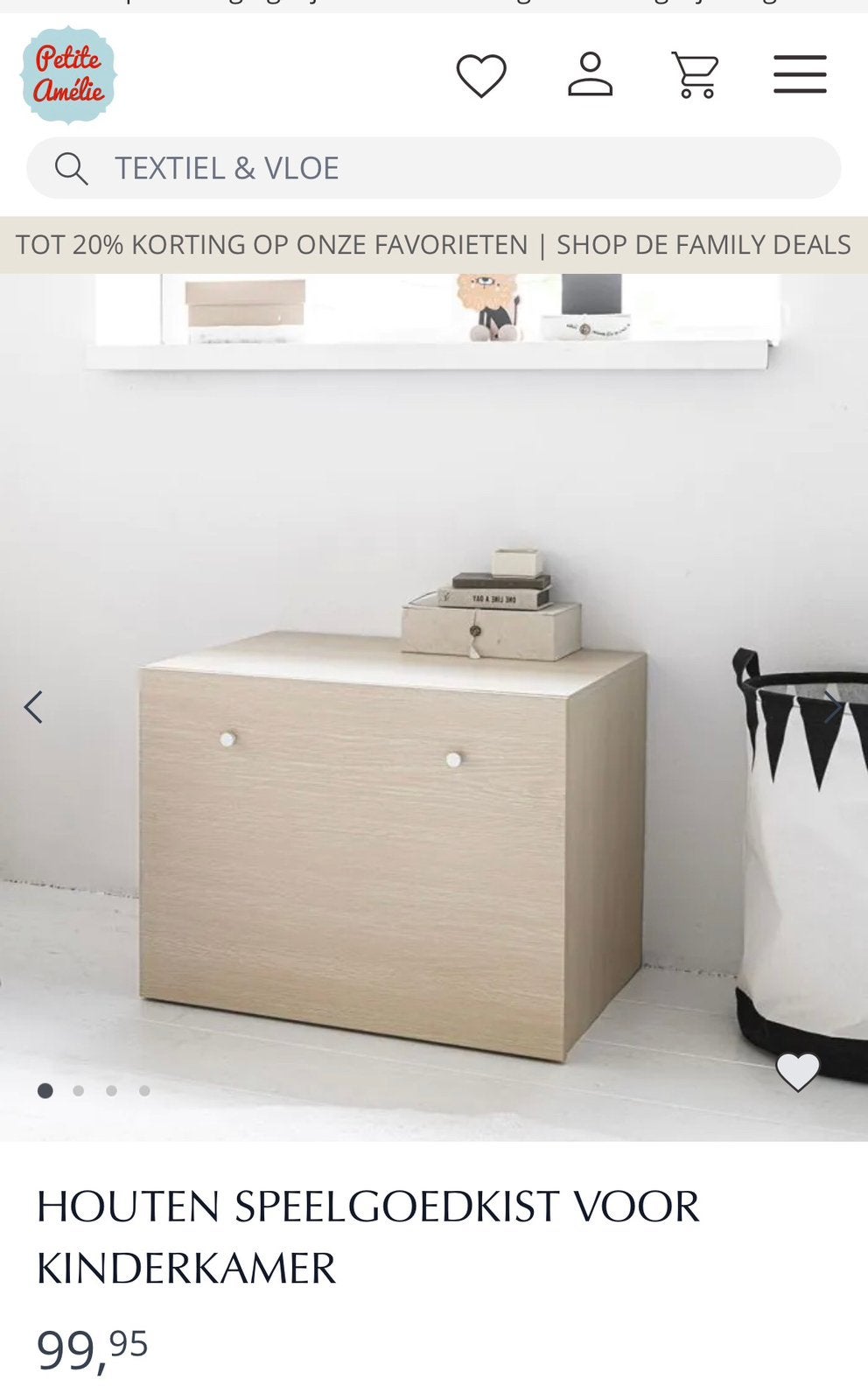NIEUW Petite Amelie houten speelgoedkist, Minder dan 75 cm, Nieuw, Minder dan 50 cm, Ophalen