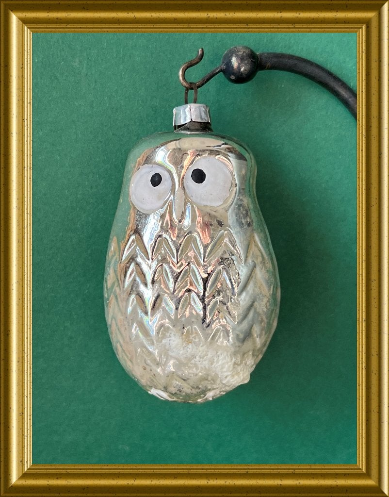 Oude zilveren glazen kerstbal (nr. 61): uil, Diversen, Gebruikt, ., Ophalen of Verzenden, .