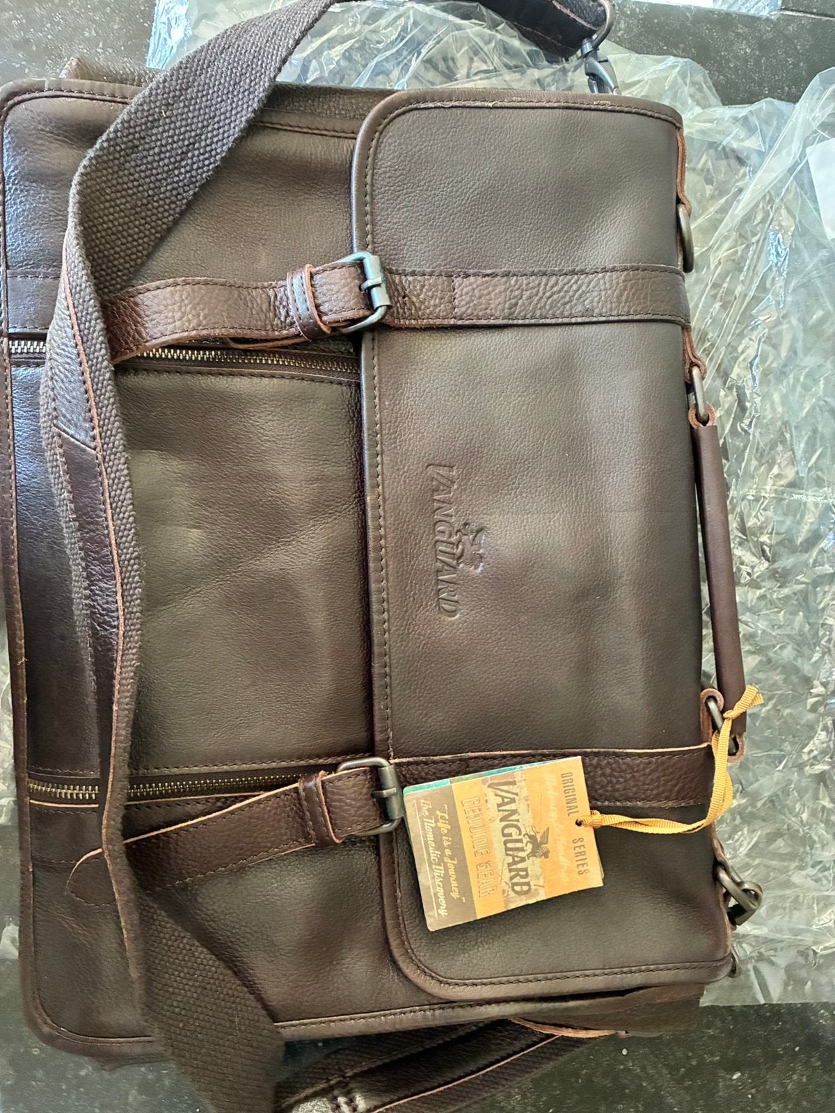 Lederen laptoptas/tas Vanguard, Ophalen, Bruin, 17 inch of meer, Nieuw