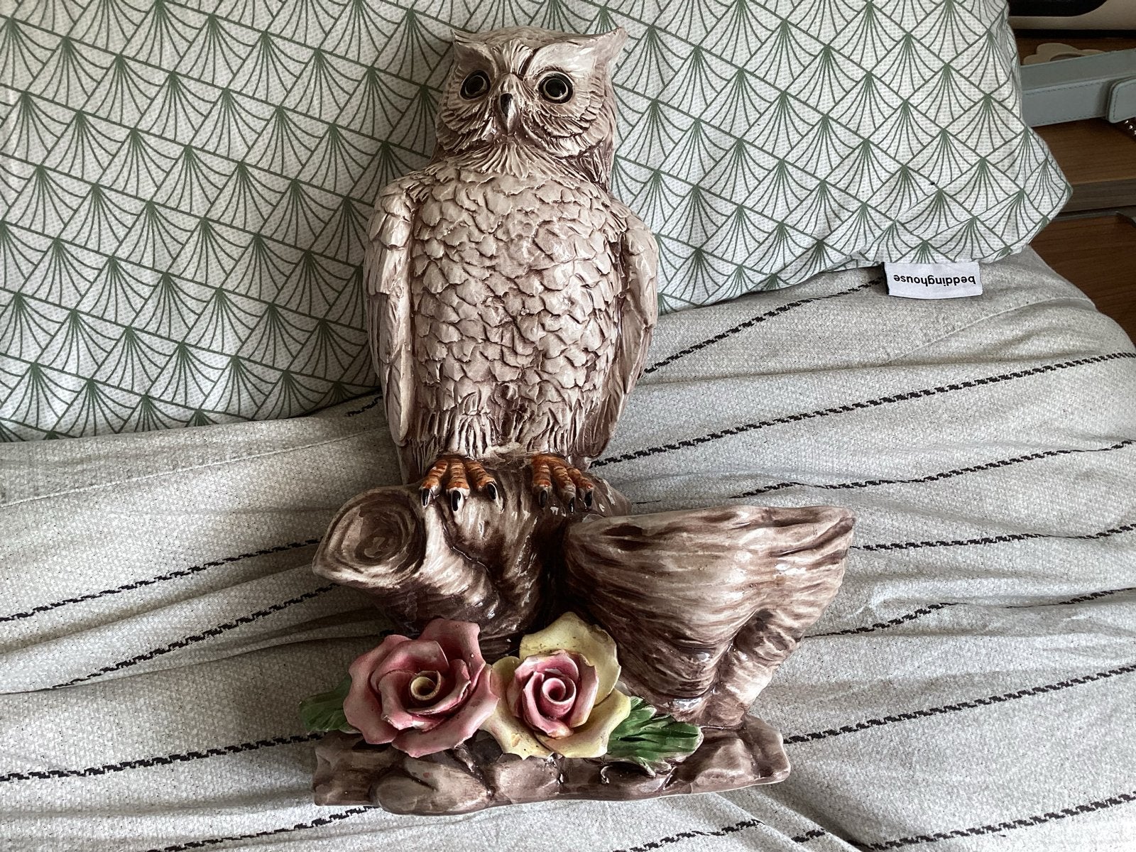 Vintage Uil Keramiek Decoratie met Bloemen, Huis en Inrichting, Vintage, Meerkleurig, Nieuw, Ophalen of Verzenden