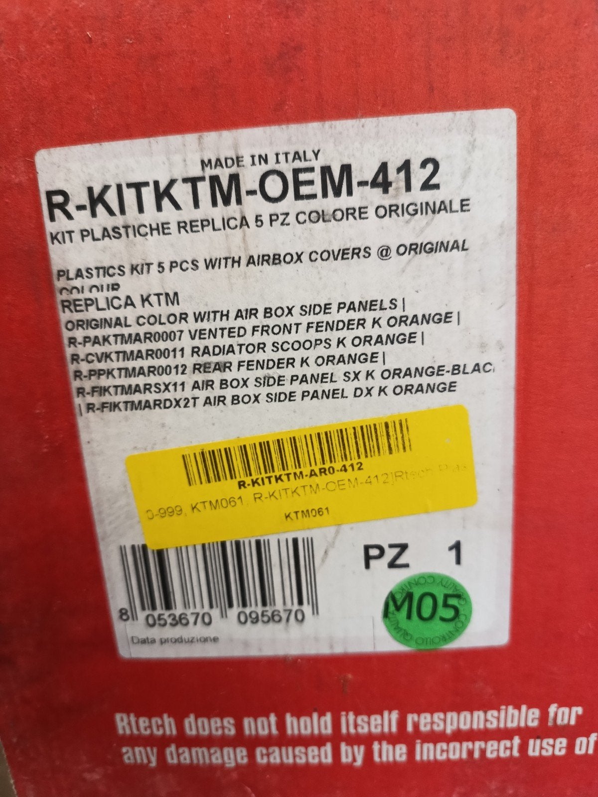 KTM exc(f) 2013 R- tech Kunststof Kit Oranje - Nieuw, Ophalen of Verzenden, Nieuw