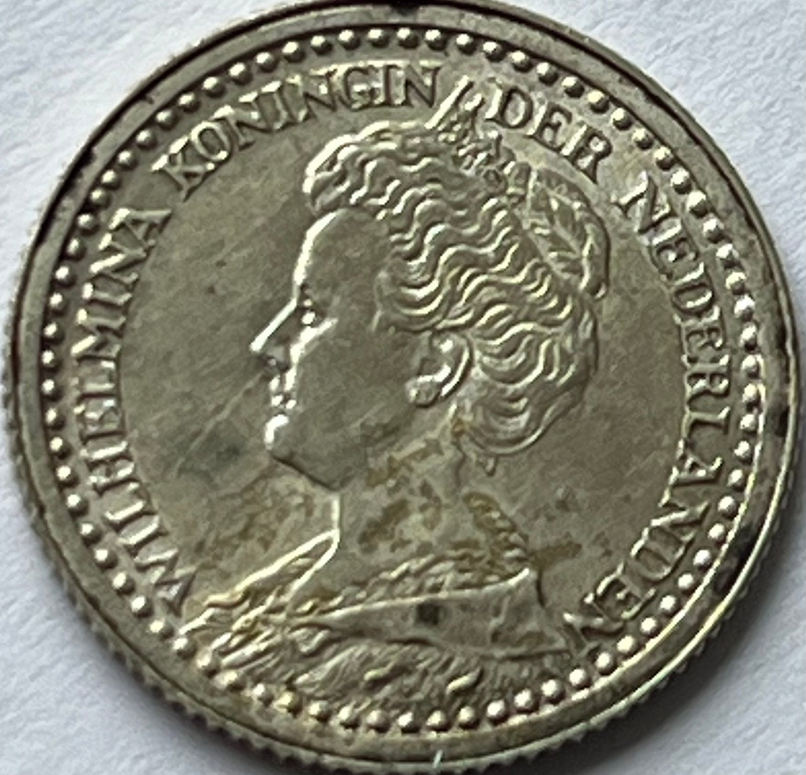 Schitterend dubbeltje 1921, Postzegels en Munten, Munten | Nederland, Zilver, Ophalen of Verzenden, 10 cent, Koningin Wilhelmina