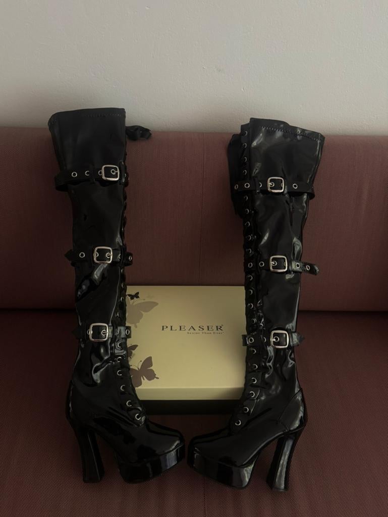 Pleaser heels laarzen, Ophalen, Nieuw, Zwart, Hoge laarzen
