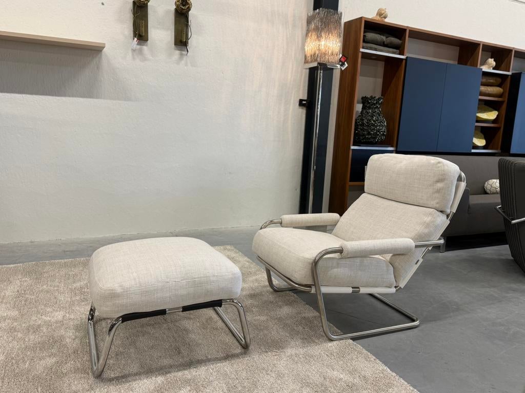 Nieuw Gelderland 601 Oberman met Poef Stof Riva Design Stoel, Huis en Inrichting, Fauteuils, Nieuw, 75 tot 100 cm, Ophalen of Verzenden
