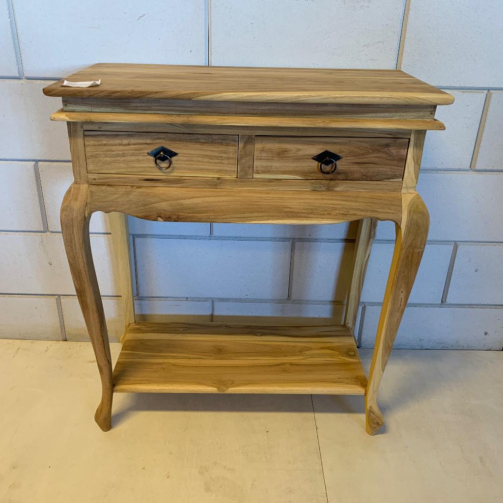 Sidetable - massief teak - 70 x 35 cm - 2 lades - TTM Wonen, TTM Wonen, Meubels – (Perzische) Tapijten en Woonaccessoires, 50 tot 100 cm