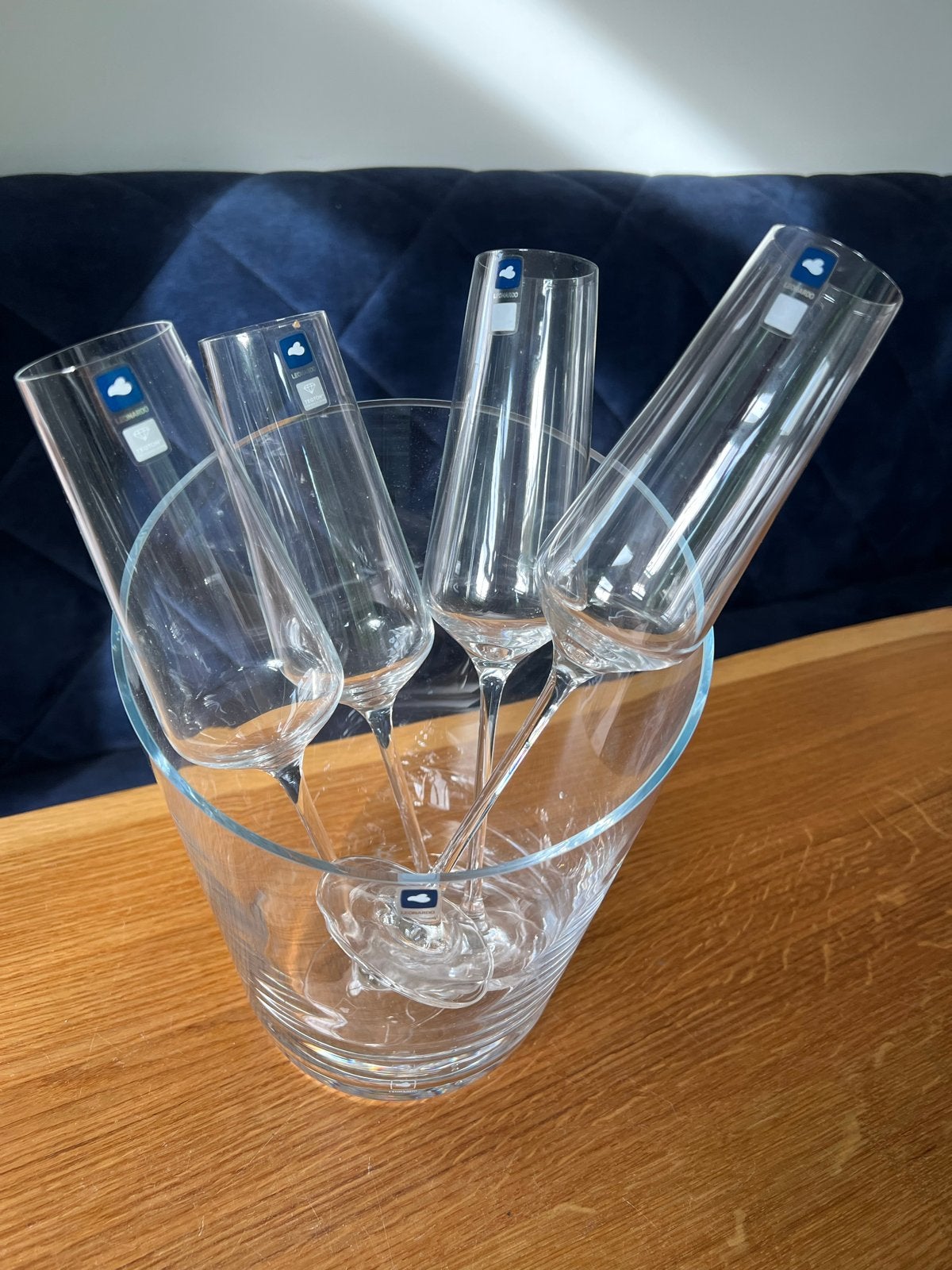 Leonardo Dynamic champagnekoeler met 4 champagneglazen, Glas of Glazen, Overige merken, Ophalen of Verzenden, Modern
