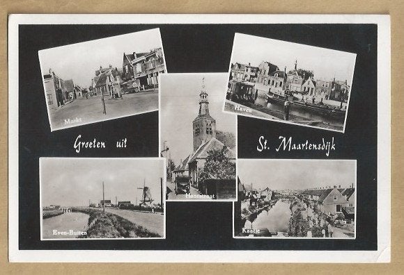 Oude ansichtkaart St. Maartensdijk - Diverse gezichten, Verzamelen, Ansichtkaarten | Nederland, Ophalen of Verzenden, Voor 1920