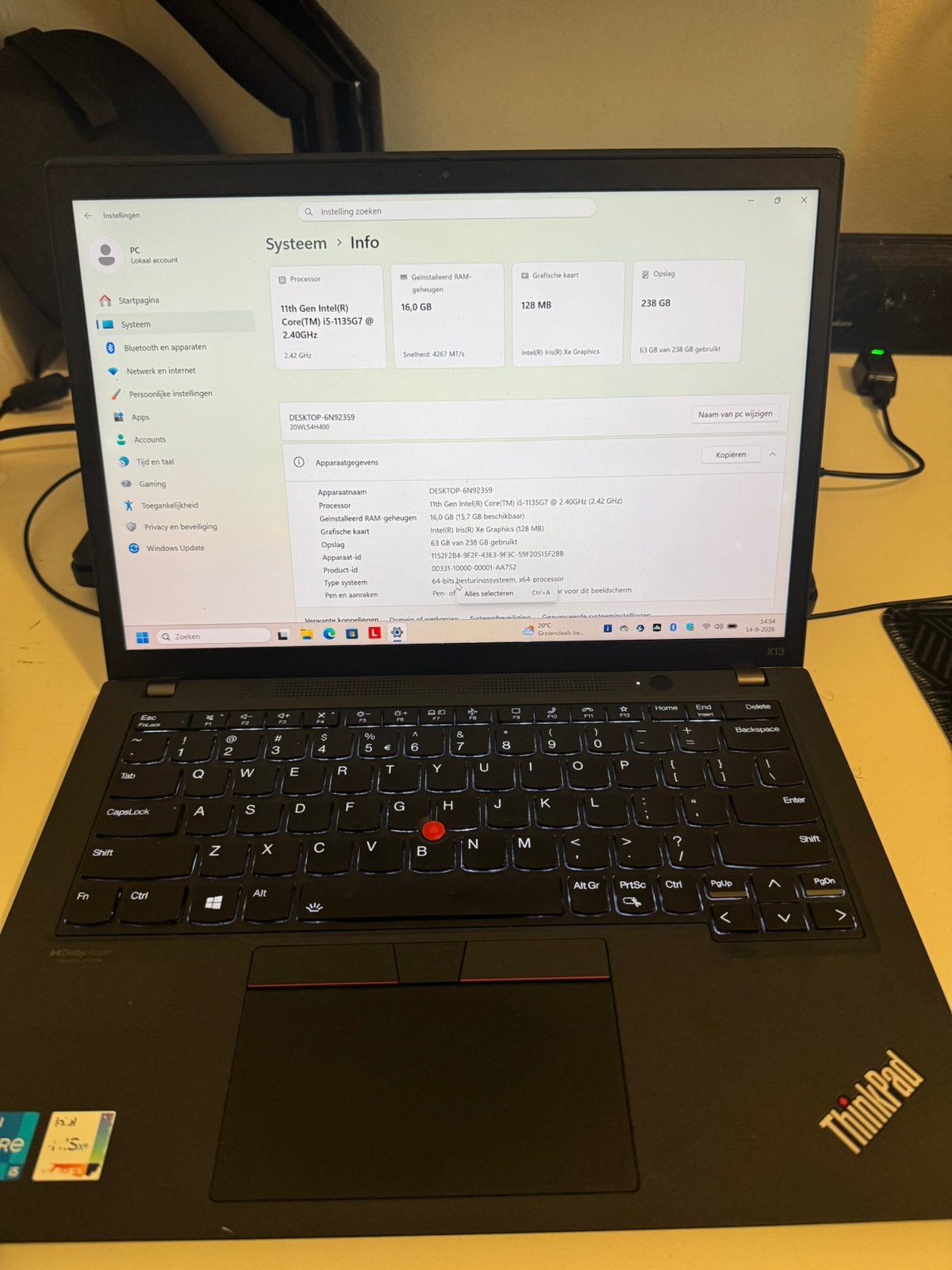 Lenovo thinkpad X13 Gen 2, Computers en Software, Gebruikt, 2 tot 3 Ghz, Qwerty, 13 inch