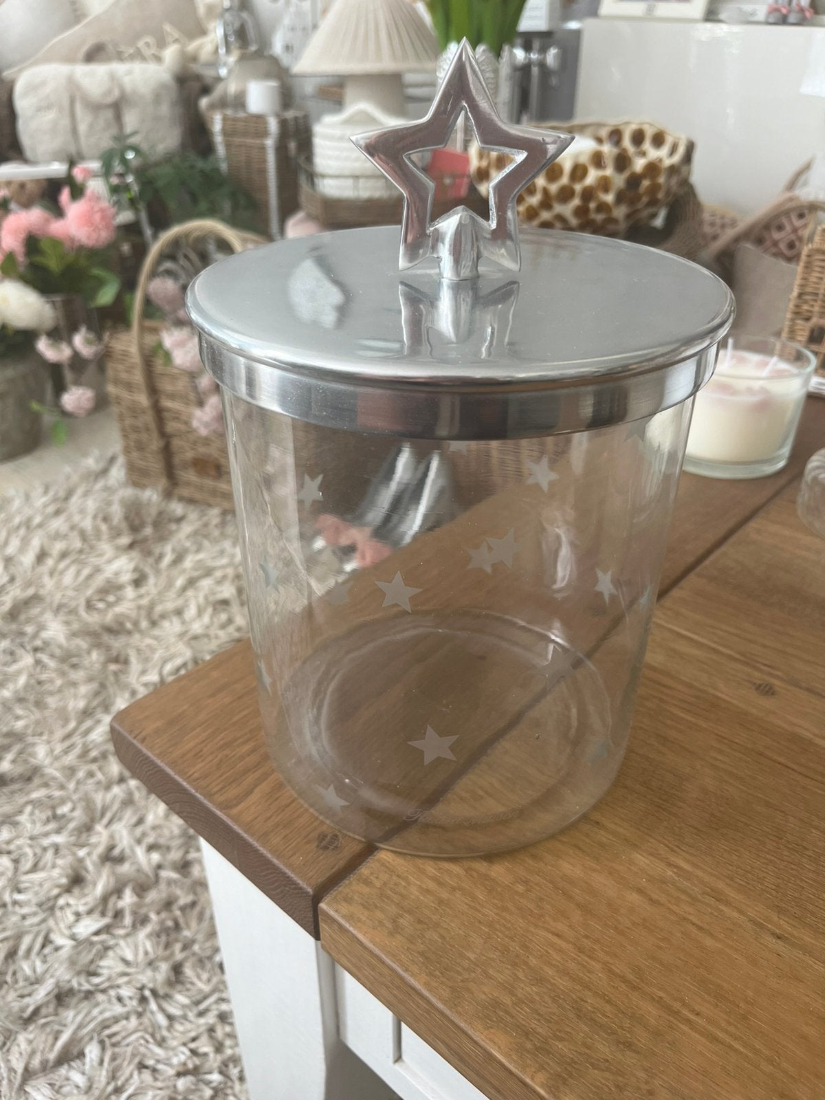 Te koop: voorraadpot sterren Rivièra Maison, oude collectie, Huis en Inrichting, Ophalen of Verzenden, Nieuw, Glas, Landelijk