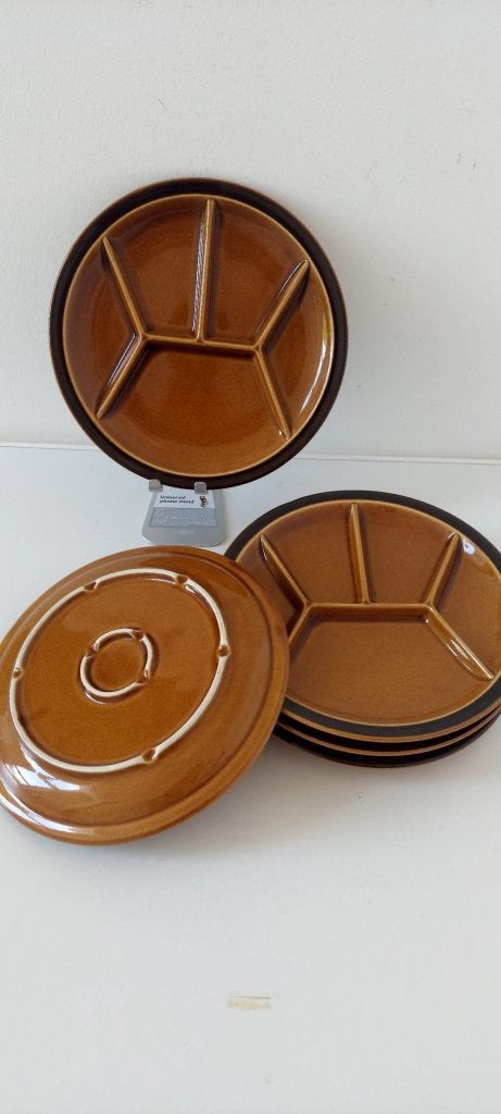 Vintage vakjesborden borden set 5 - retro gourmet/fondue, Eu, Overige merken, Eu, Vintage