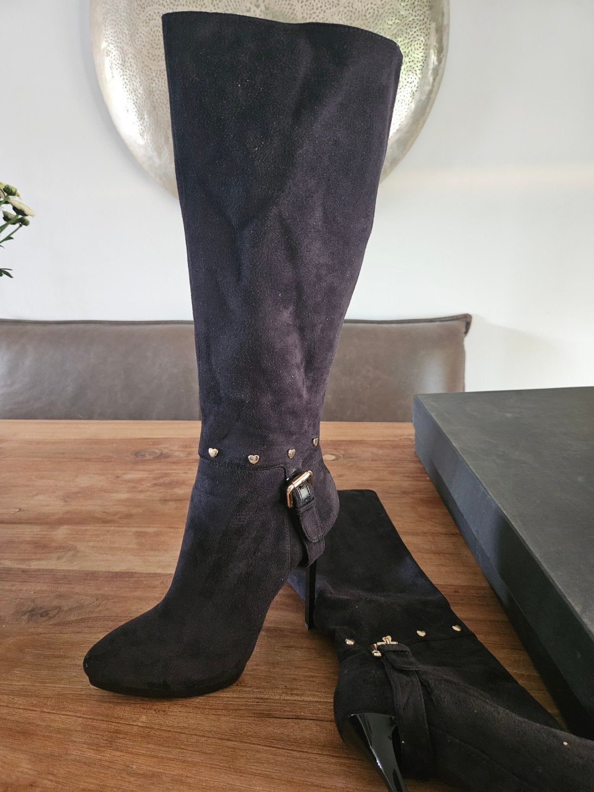 Love Moschino Zwarte Laarzen met Hoge Hak - Maat 40, Hoge laarzen, Zwart, Nieuw, Ophalen of Verzenden