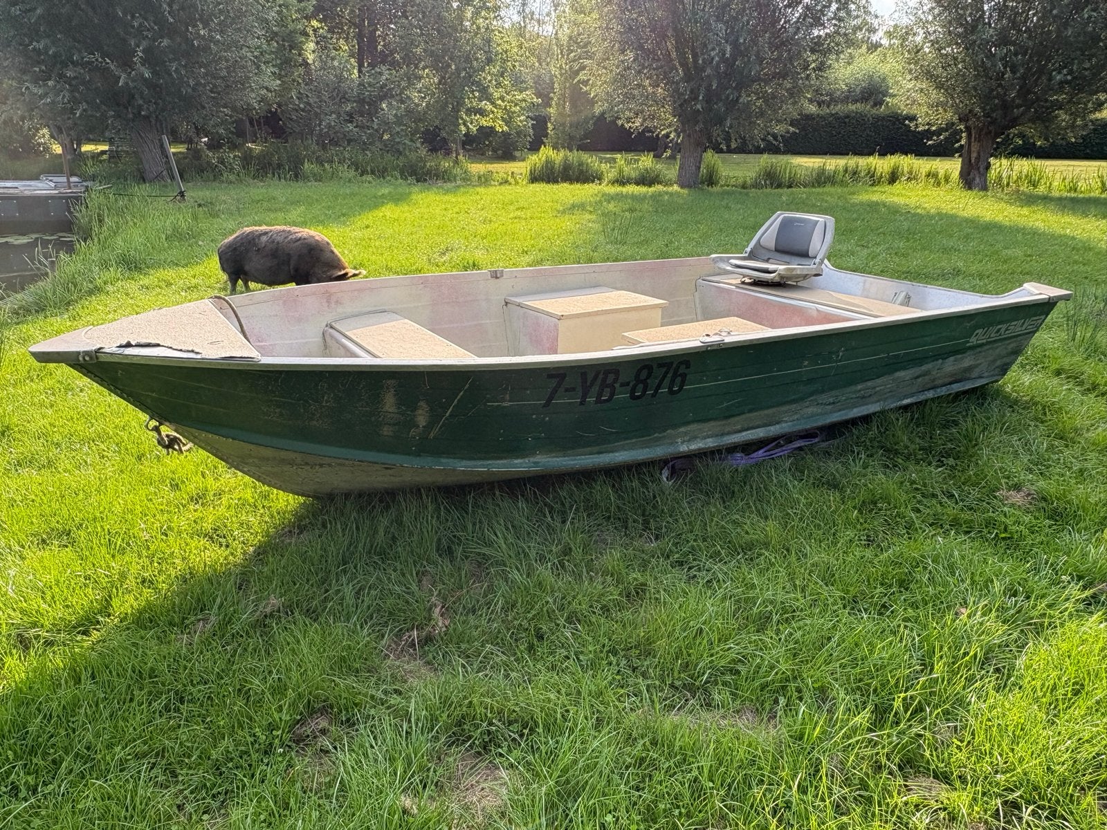 Quicksilver 450 DLX Aluminium Visboot/Roeiboot, Ophalen, 10 tot 30 pk, Gebruikt, Overige brandstoffen