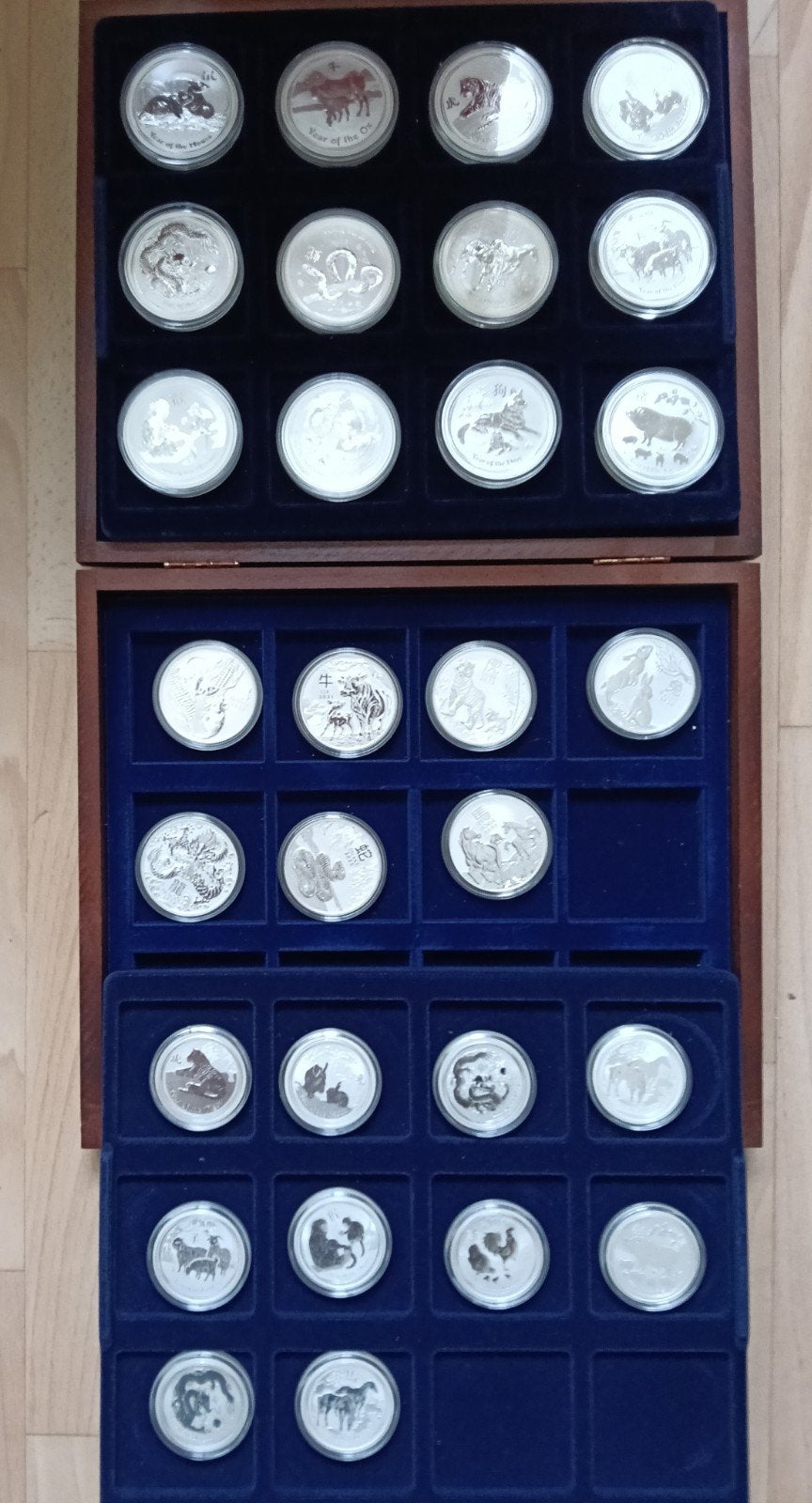 Zilveren Lunar munten Complete series in 1 Oz 2 Oz 1/2 Oz, Ophalen of Verzenden, Zilver