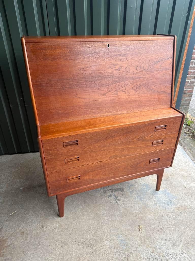 Deense Teak Secretaire Arne Hovmand-olsen, Ophalen, Gebruikt, 96 cm, Scandinavisch