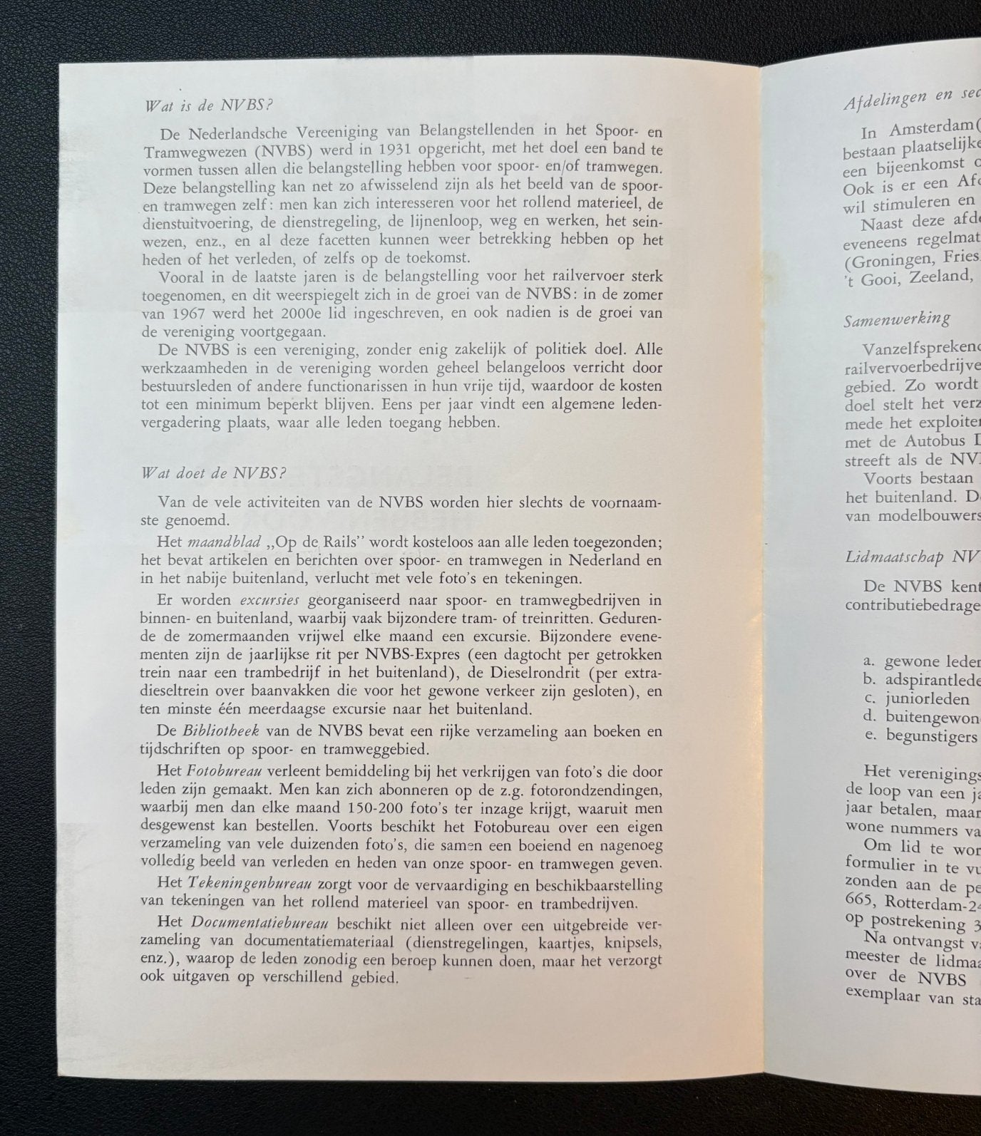 Brochure NVBS (1970), Ophalen of Verzenden, Zo goed als nieuw, Trein, Boek of Tijdschrift