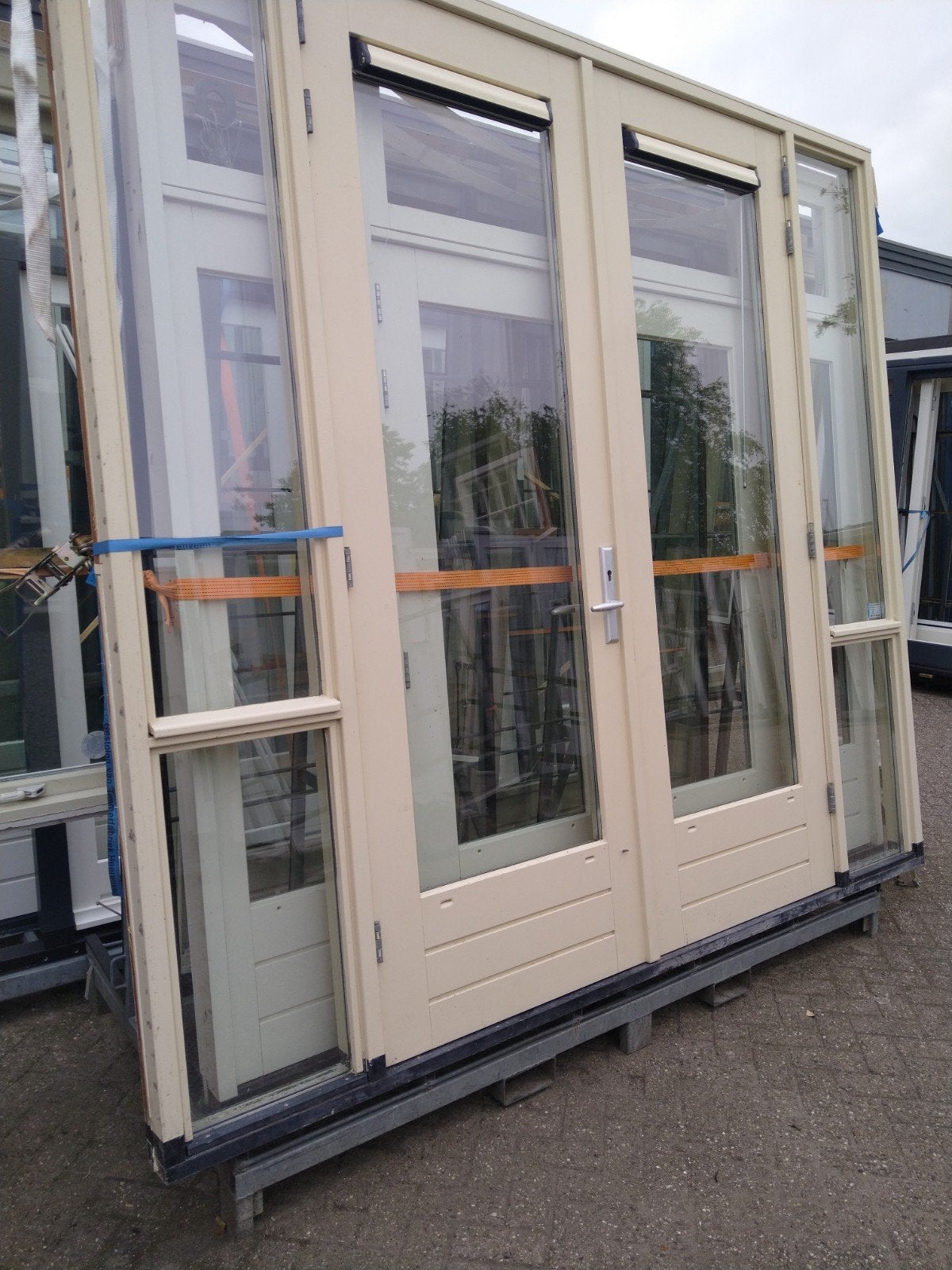 Kozijn met dubbele tuindeuren, Ophalen, 120 cm of meer, 215 cm of meer, Buitendeur