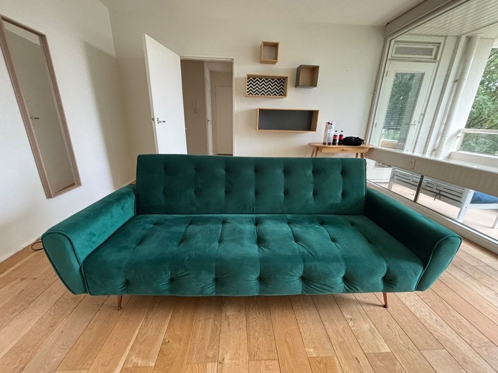 Novogratz Tallulah Memory Foam Sofa Bed (Velvet groen), Ophalen, Eenpersoons, Modern, Fluweel, Slaapbank, 75 tot 100 cm