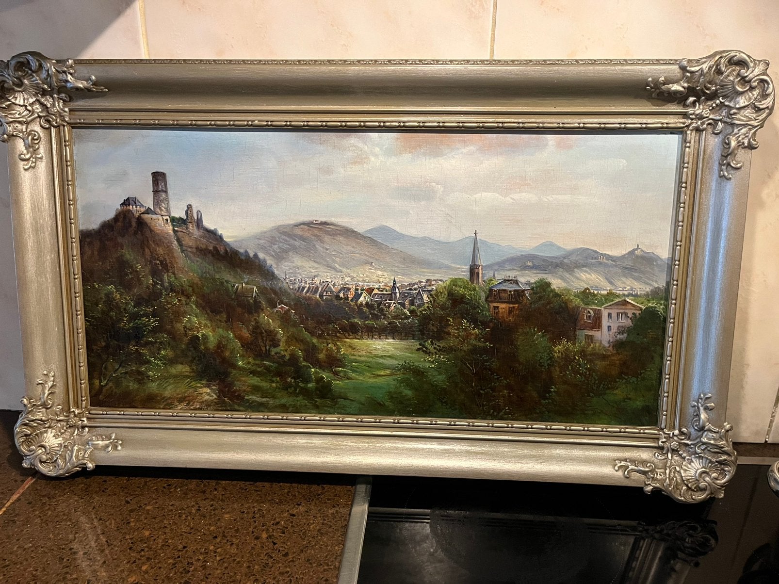 Antiek olieverf landschap schilderij, Ophalen