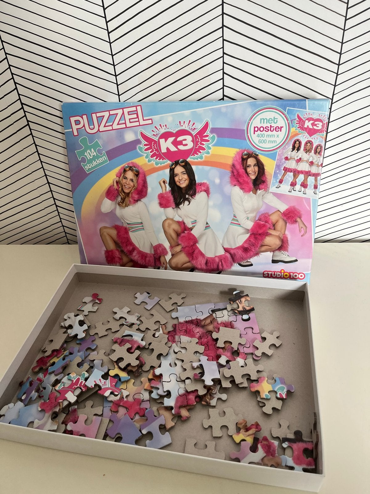 K3 Puzzel 104 stukjes  - Studio 100, Ophalen of Verzenden, 10 tot 50 stukjes, Gebruikt, 6 jaar of ouder