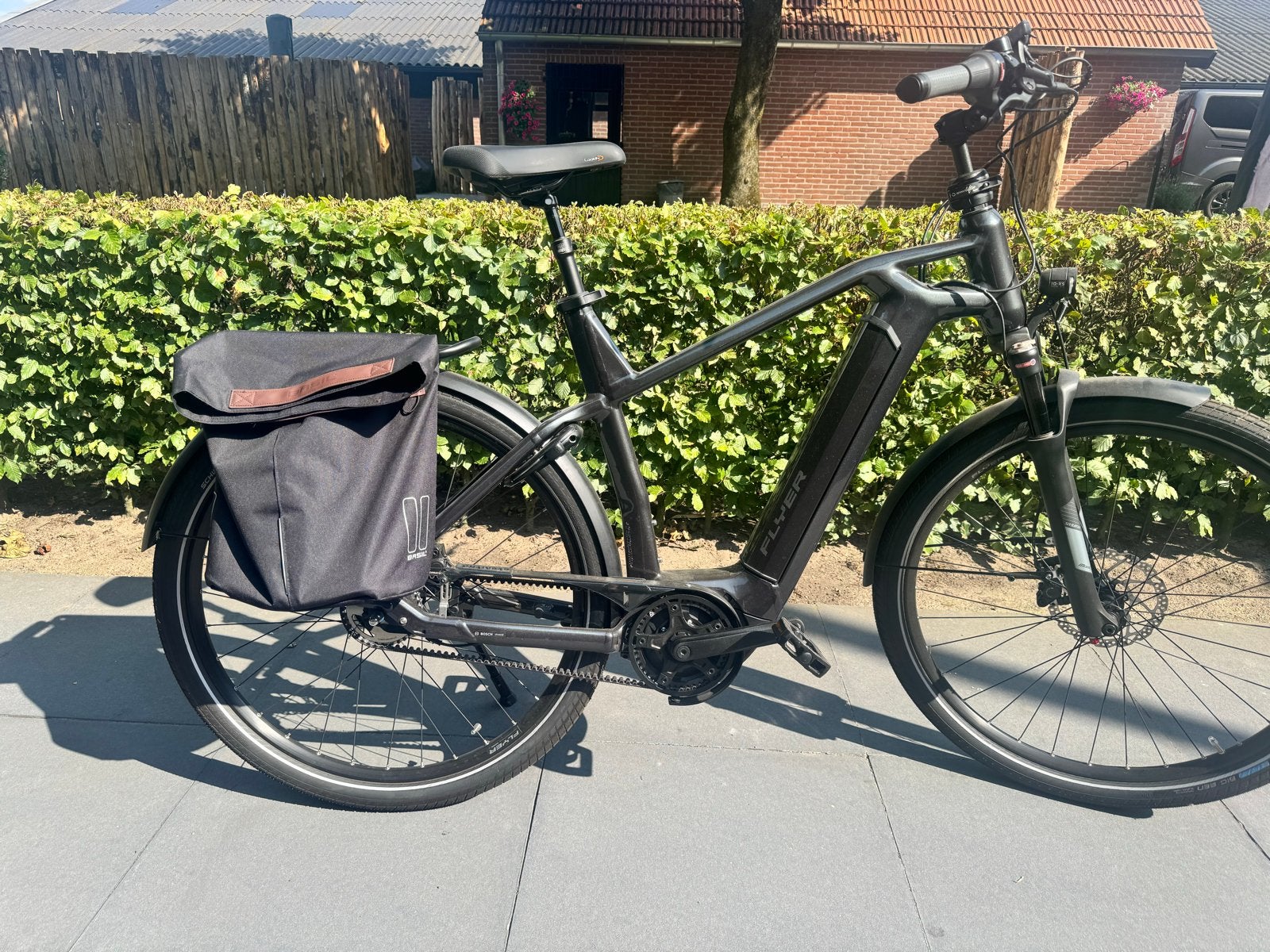 Nagenoeg nieuwe Flyer GoTour met riemaandrijving NIEUWSTAAT, Zo goed als nieuw, 50 km per accu of meer, 55 tot 59 cm, Ophalen