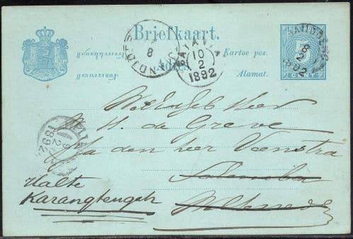 K003 20 briefkaarten Nederlands Indie Kleinrondstempels, Ophalen of Verzenden, Briefkaart