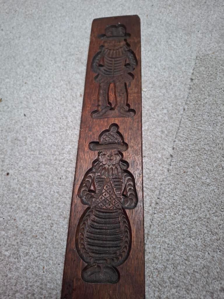 Antieke houten speculaasplank met figuren, Ophalen of Verzenden