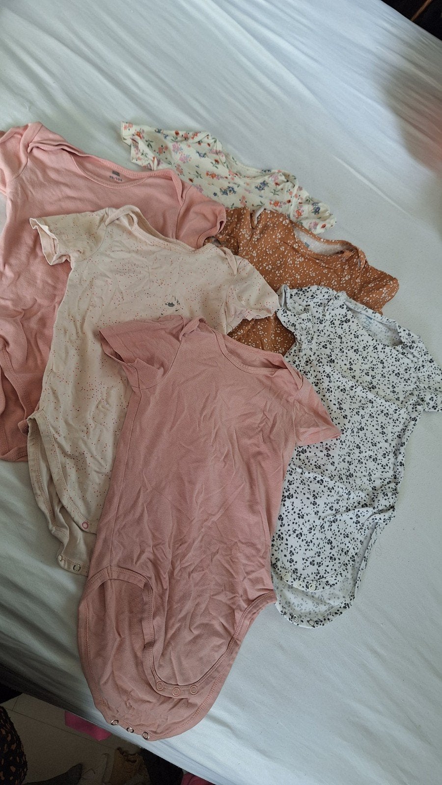 Set van 6 Hema rompertjes korte mouw maat 98-104 meisjes, Ophalen of Verzenden, Gebruikt, Hema, Meisje