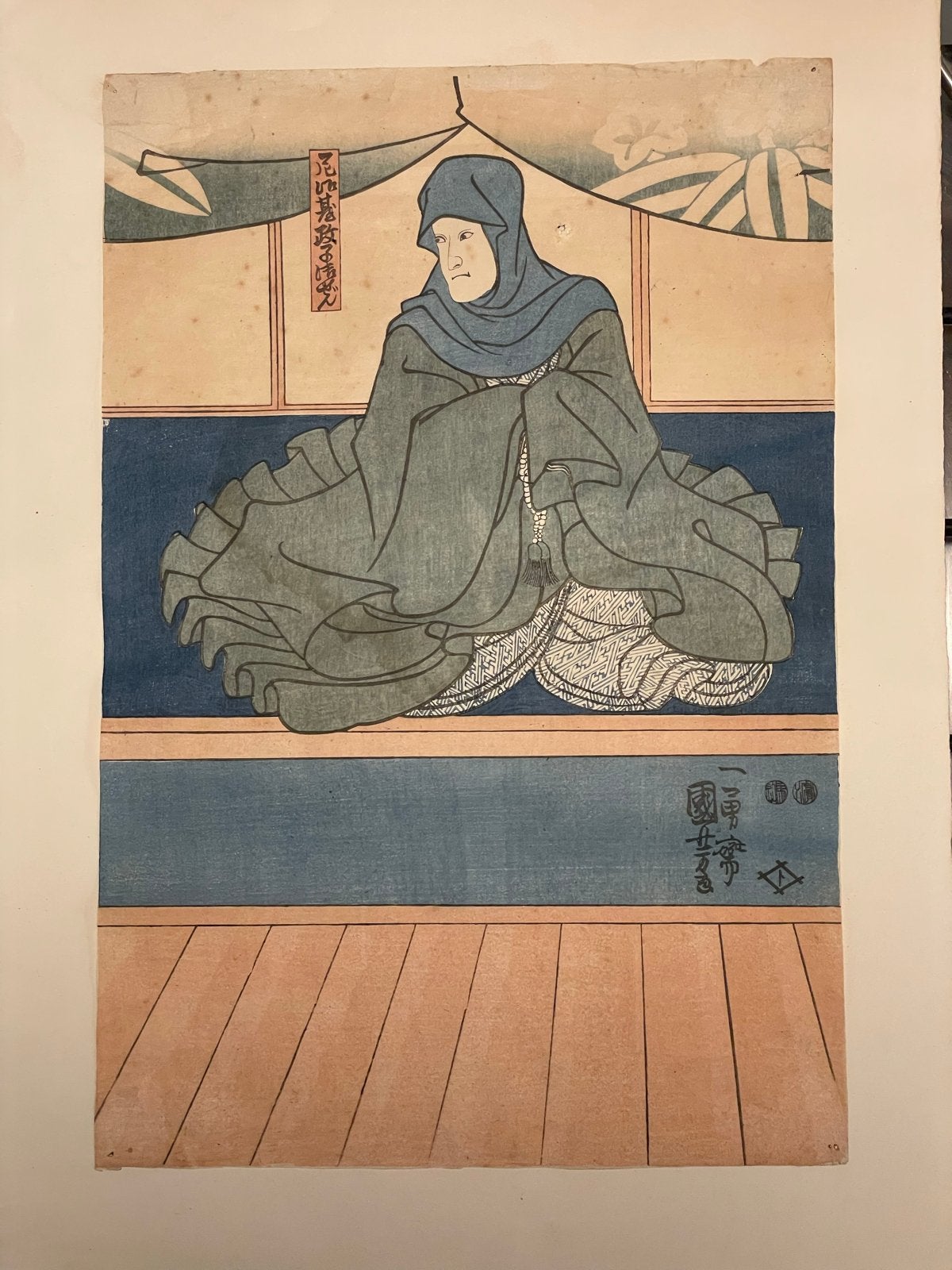 Originele Japanse kabuki prent, Utagawa Kuniyoshi, 1852, Antiek en Kunst, Kunst | Niet-Westerse kunst, Schilderij, Ophalen of Verzenden