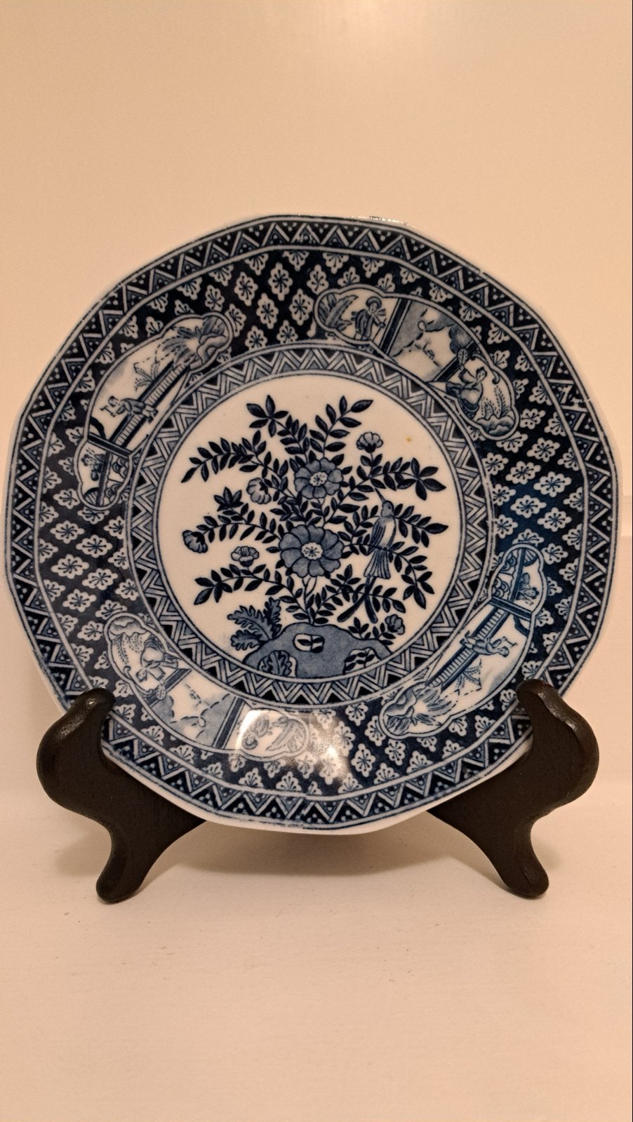 Antiek Chinees Blauw-Wit Bord - 17 cm Doorsnede, Ophalen of Verzenden