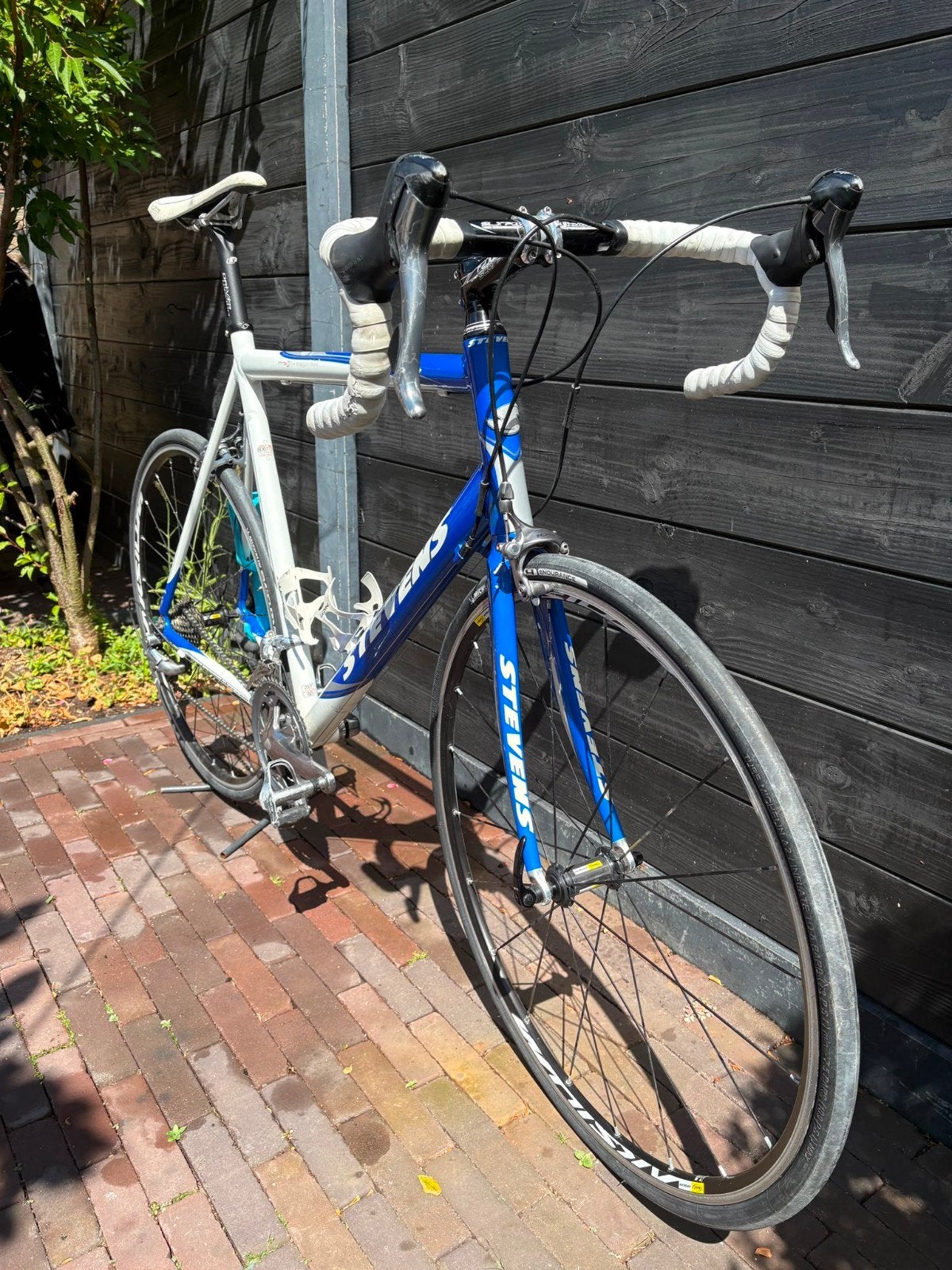Stevens racefiets blauw-wit goede staat, Velgrem, 57 tot 61 cm, Meer dan 20 versnellingen, Ophalen