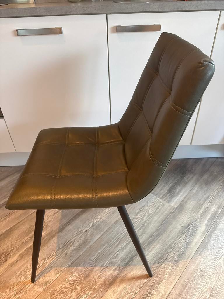 Moderne eetkamerstoel - Groen kunstleer, Huis en Inrichting, Stoelen, Ophalen, Kunststof, Overige kleuren, Zo goed als nieuw