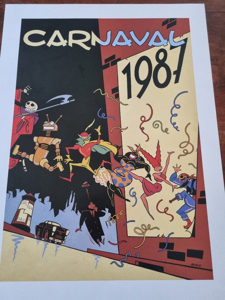 Carnaval 1987 vintage poster van Max, Ophalen