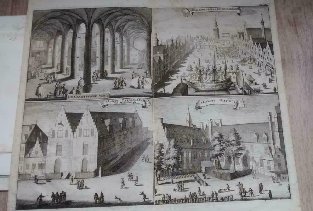 22 / Middelburg Munt / Dam / Koornbeurs / Giethuis etc., Antiek en Kunst, Ophalen of Verzenden