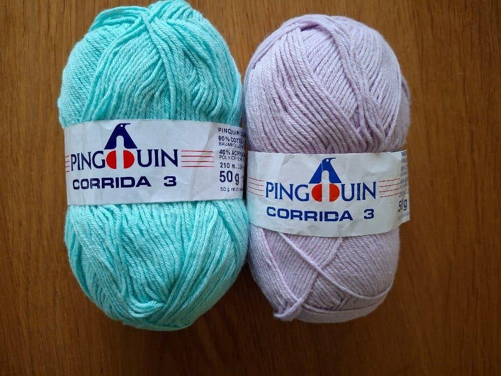 2 bollen wol Pingouin katoen/acryl - pastel groen en lila, Ophalen of Verzenden, Nieuw, Breien of Haken, Wol of Garen