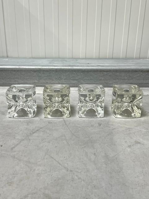 Sklo Ice Cube waxinelichthouder 4x Rudolf Jurnikl vintage, Overige materialen, Gebruikt, Overige kleuren, Ophalen of Verzenden