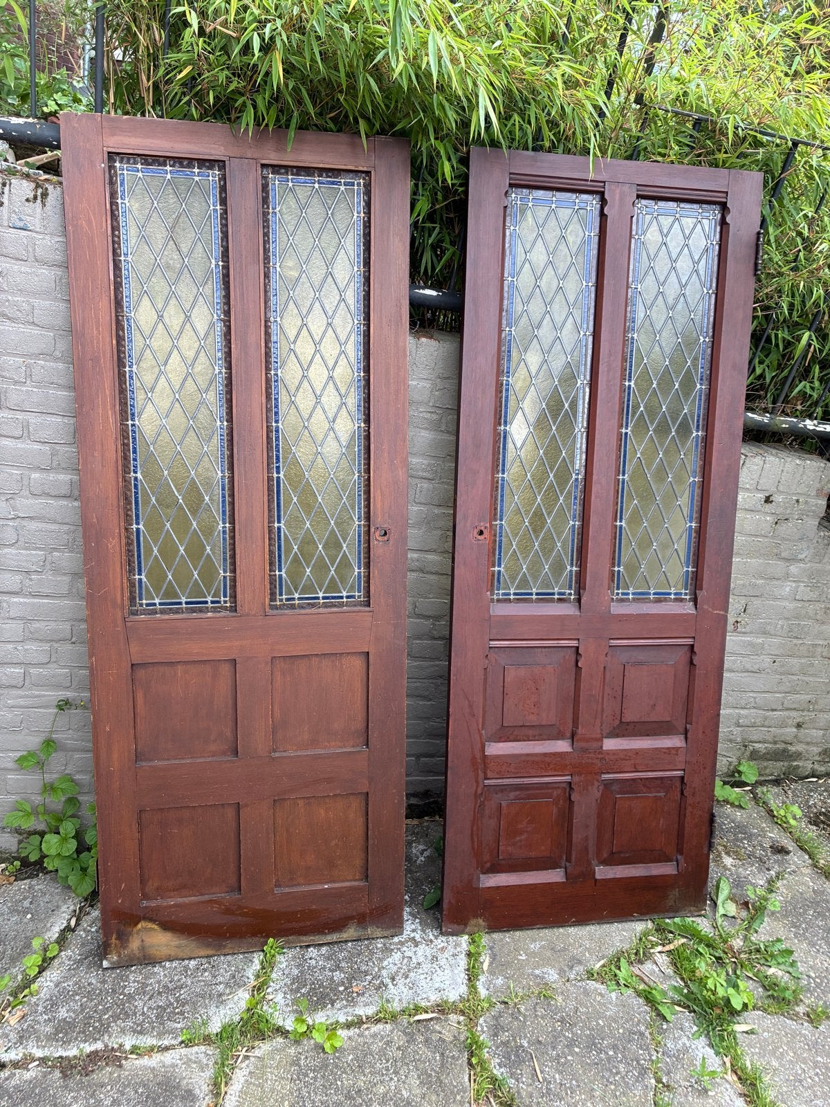 Authentieke deuren met glas in lood, Doe-het-zelf en Verbouw, Deuren en Horren, Ophalen, Gebruikt, Minder dan 80 cm, Binnendeur