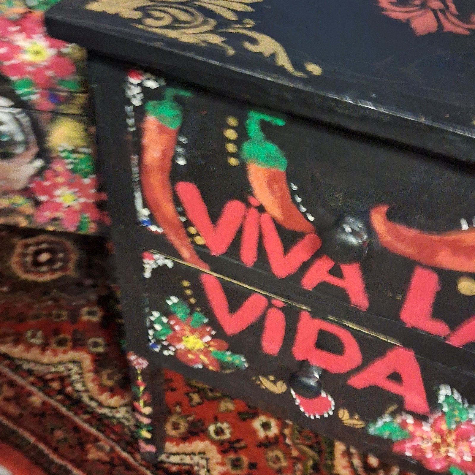 Folk art /Mexicaans/Handgeschilderd/Nachtkastje/Kastje, Ophalen