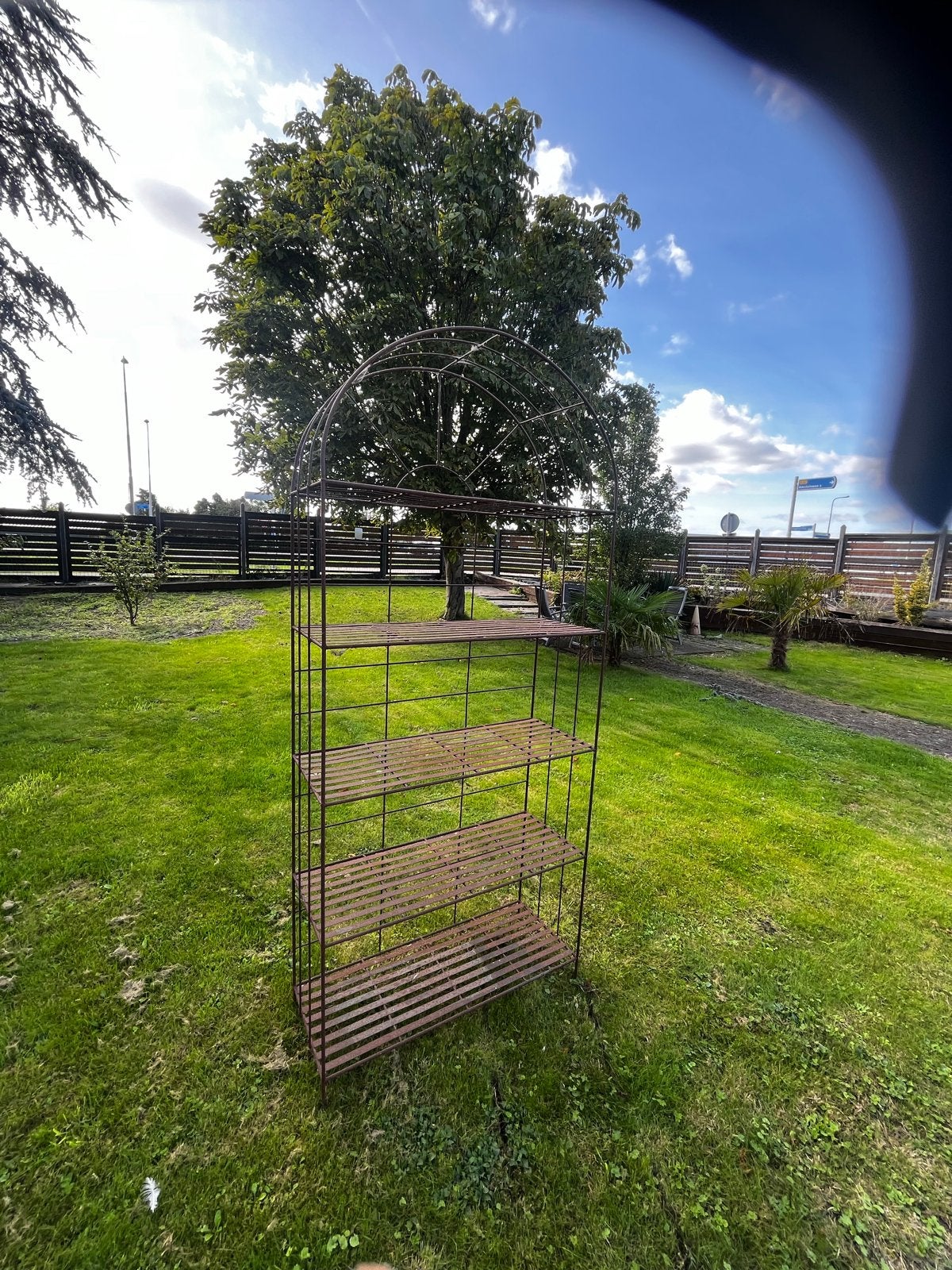 Metalen plantenrek/tuinrek met 4 planken, Ophalen of Verzenden, Gebruikt, Metaal, Overige typen