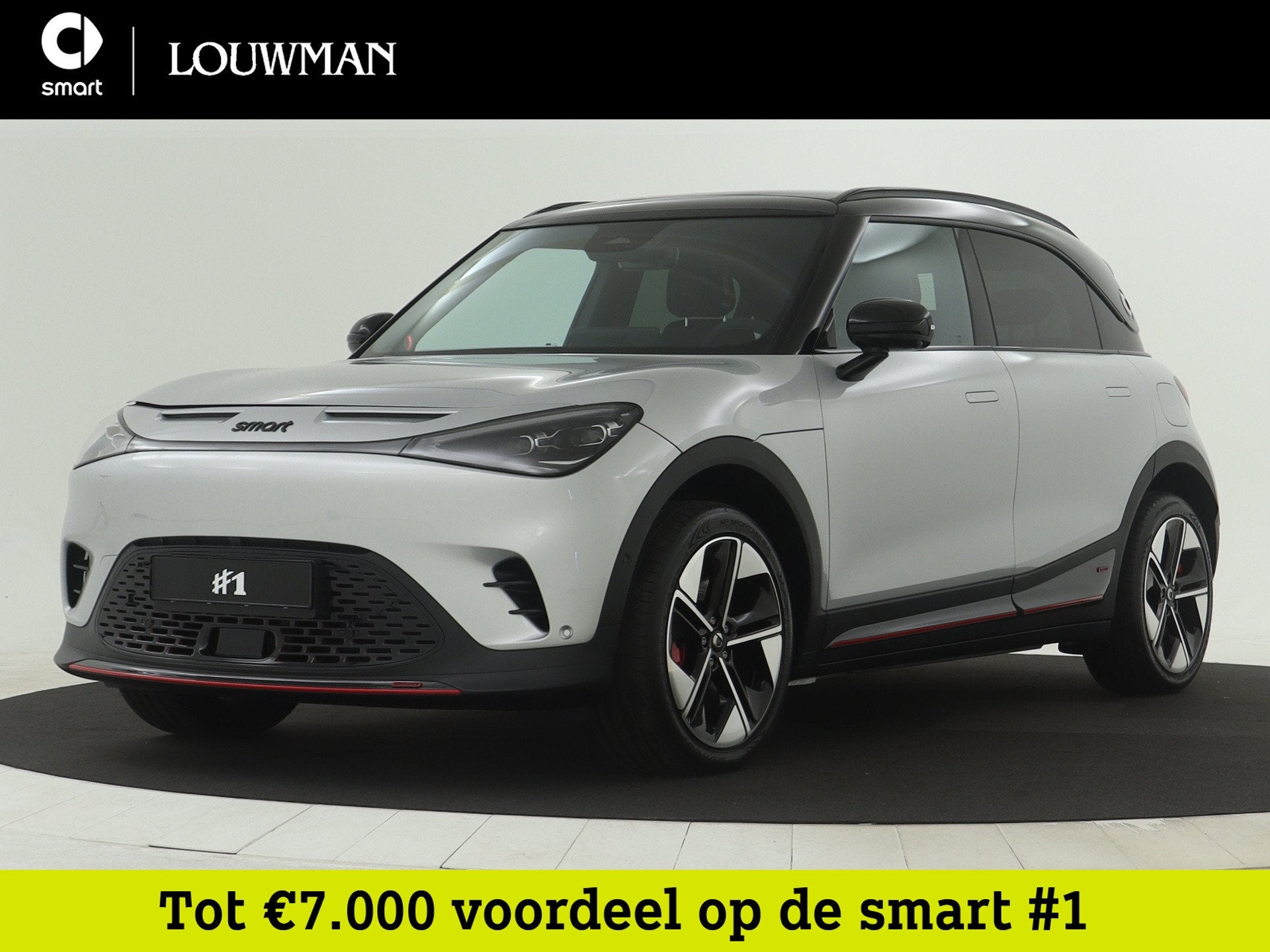 Smart #1 BRABUS 66 kWh Actieprijs € 40.500,- | Head-up dis, Auto's, Smart, Automaat, Automatische klimaatregeling, 430 pk, Zwart