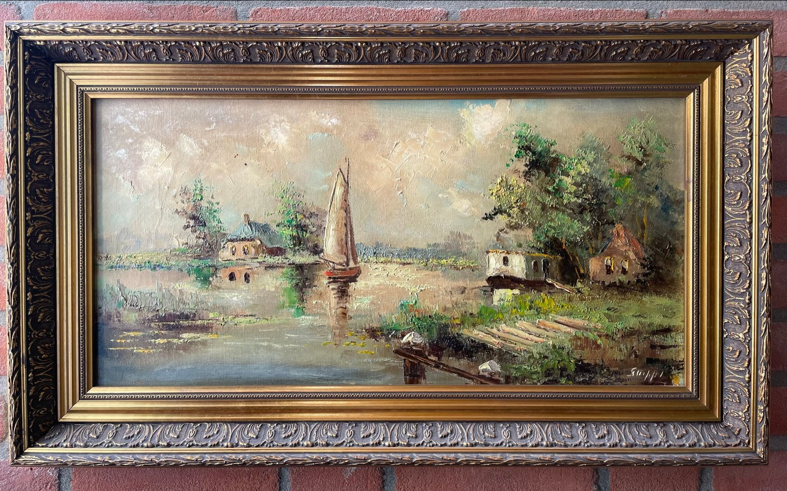 Jan Snippe sr Olieverf op doek schilderij Hollands Landschap, Antiek en Kunst, Kunst | Schilderijen | Klassiek, Maritiem / water