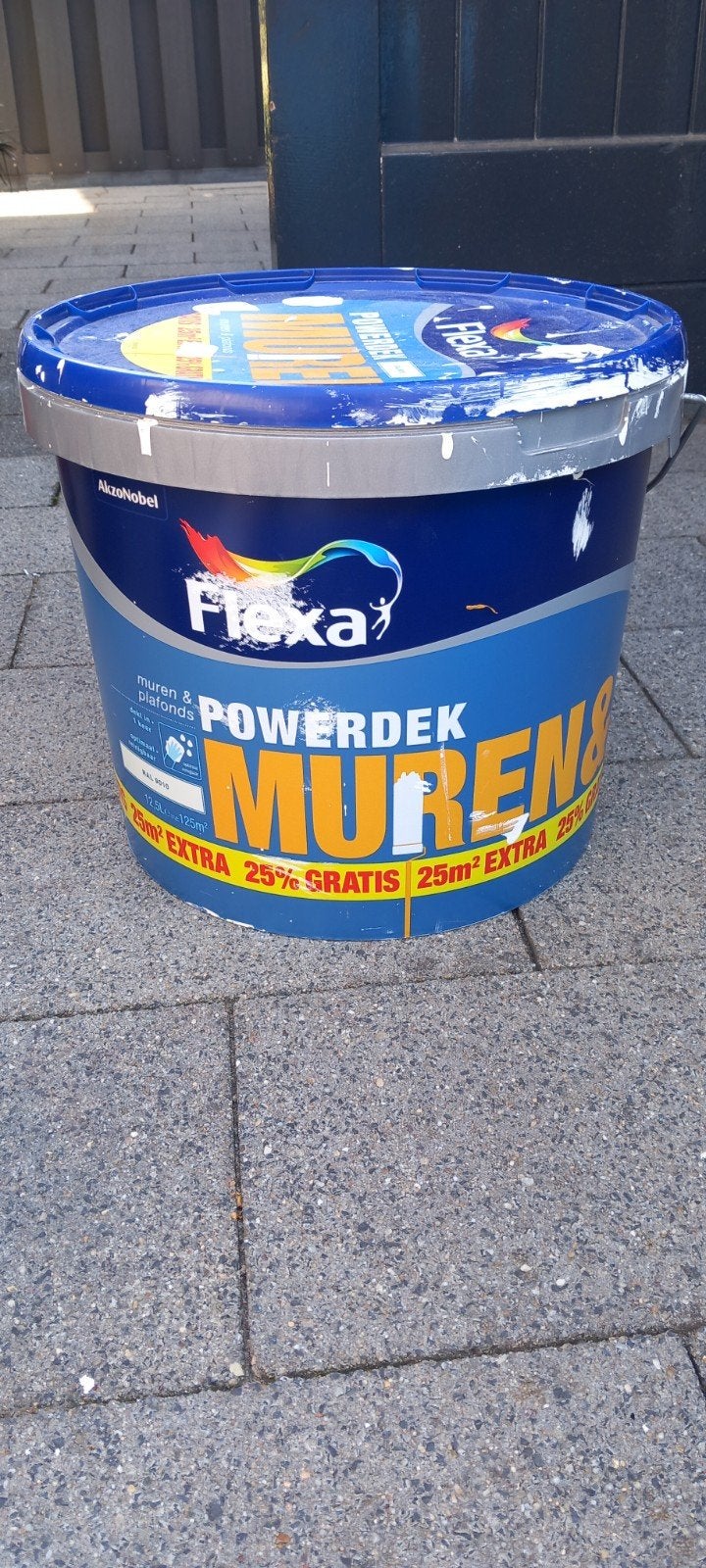 Flexa Powerdek Muren 4a  5 liter  RAL 9010 Muurverf, Minder dan 5 liter, Ophalen, Gebruikt, Wit
