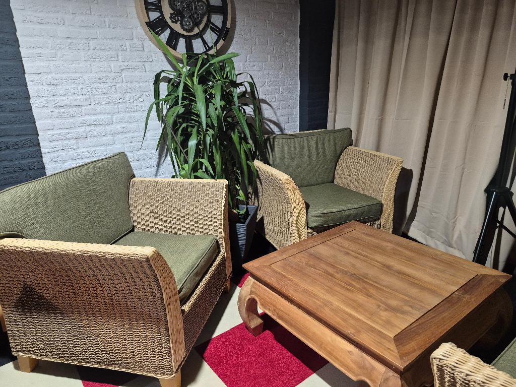 Tuinset met tafel, Tuin en Terras, Tuinsets en Loungesets, Ophalen, 4 zitplaatsen, Rotan, Tuinset