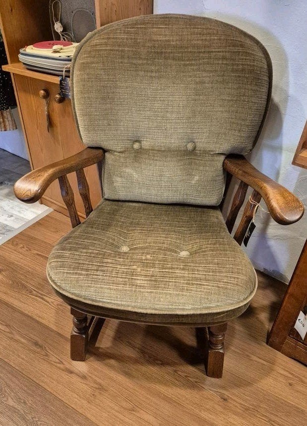Vintage houten stoel met gestoffeerde kussens, Ophalen