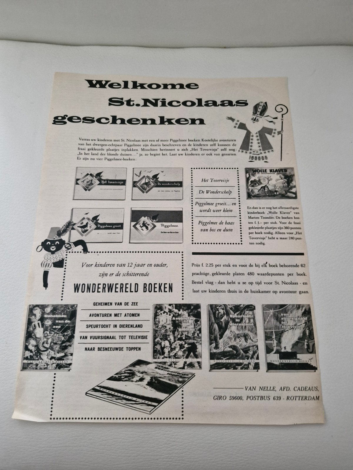 Vintage Advertentie: St. Nicolaas Geschenken (ca. 1950s), Ophalen of Verzenden, Tijdschrift