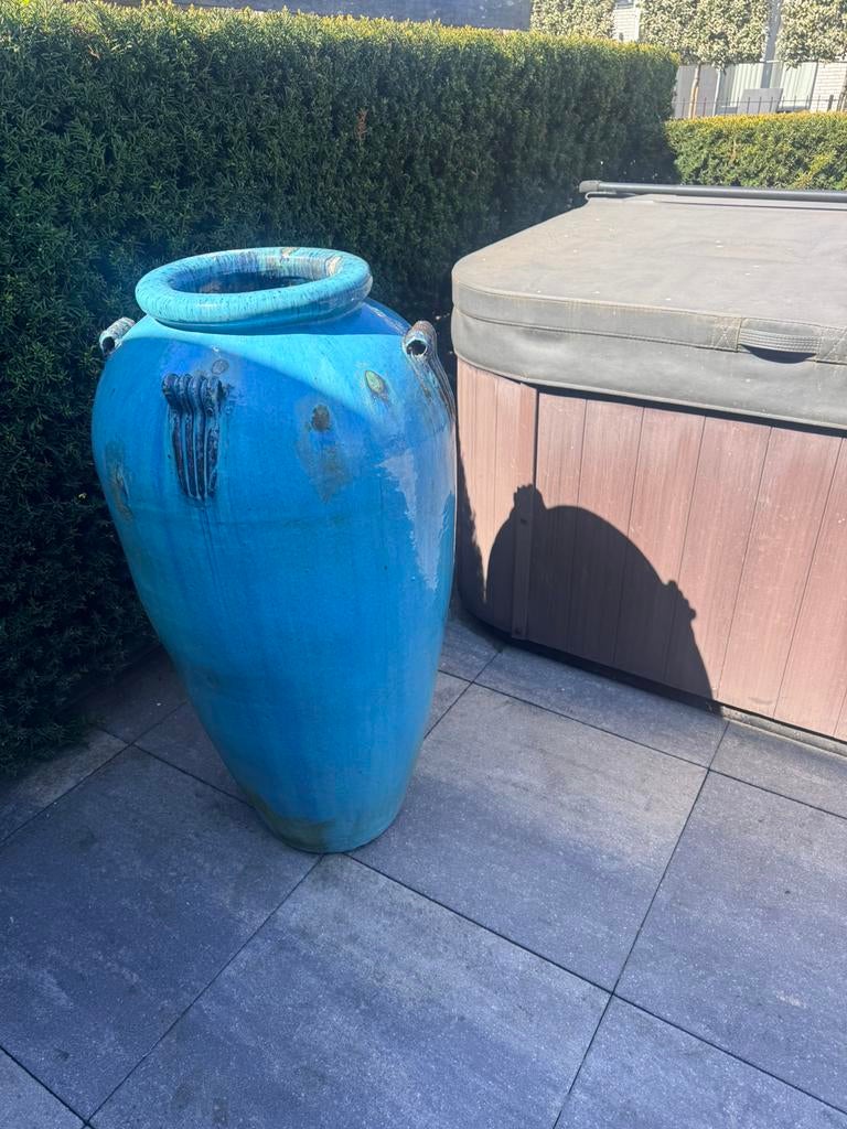 1 x turquoise blauwe vaas te koop, Tuin en Terras, Regentonnen, 150 liter of meer, Ophalen, Gebruikt