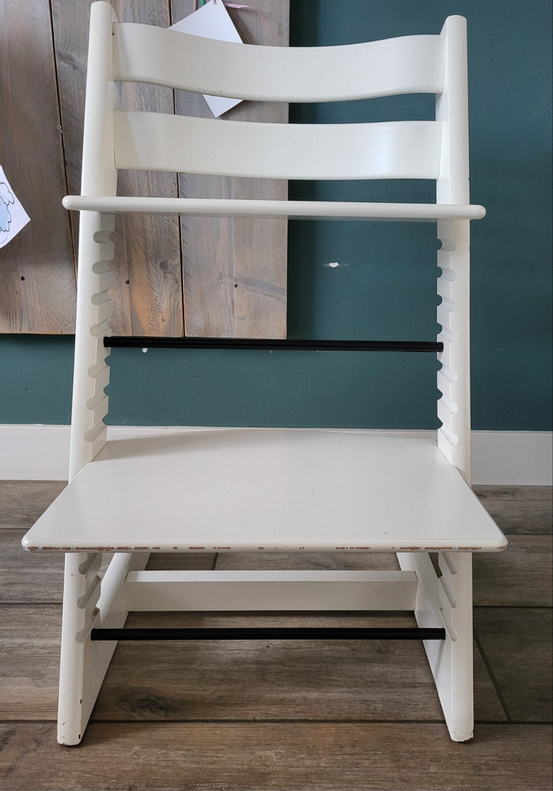 Stokke Tripp Trapp stoel wit, Kinderen en Baby's, Kinderstoelen, Ophalen, Gebruikt, Meegroeistoel, Aanschuifbaar
