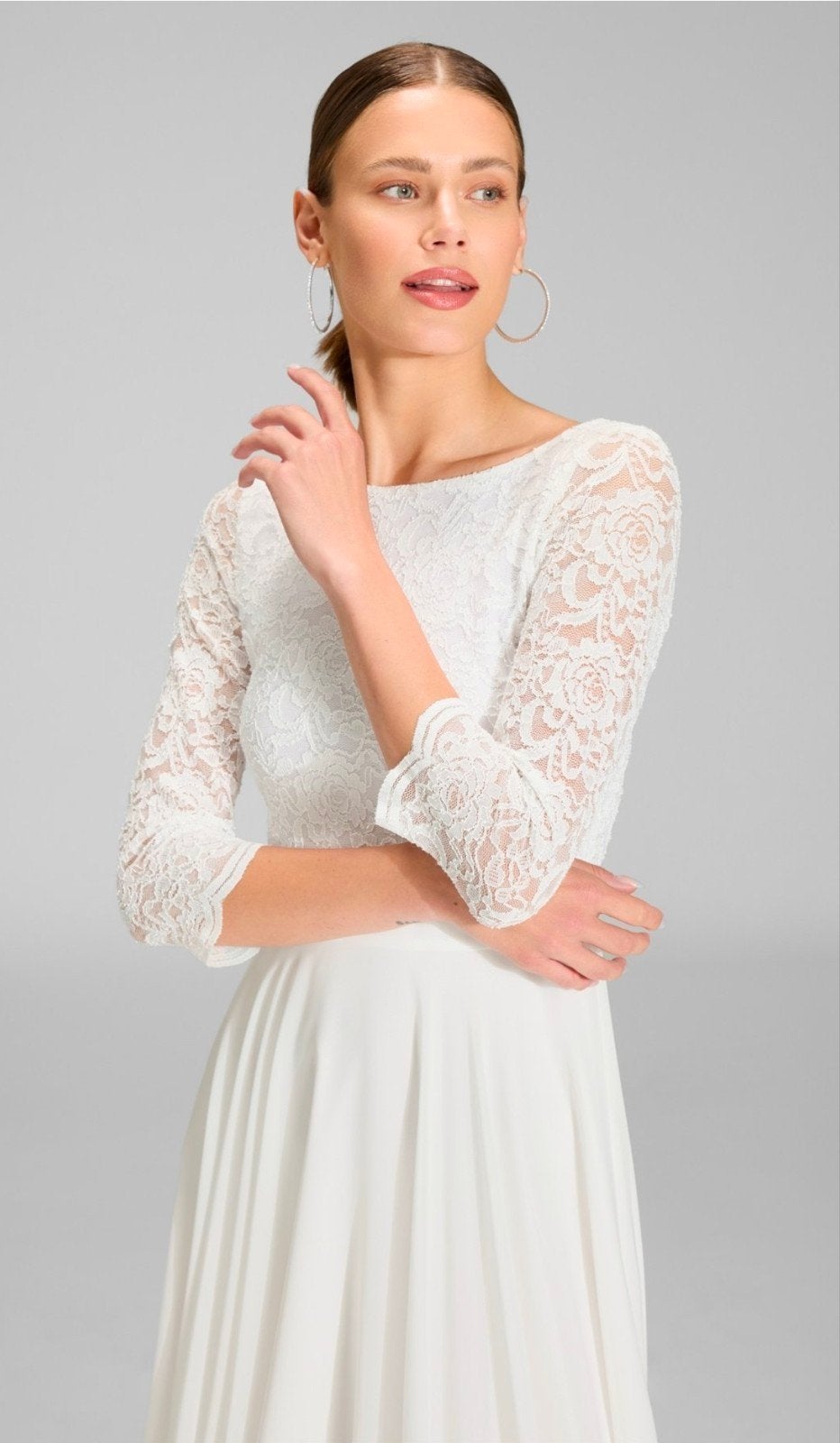 Elegante Witte Swing Jurk met Kanten Mouwen, Kleding | Dames, Jurken, Ophalen, Wit, Maat 46/48 (XL) of groter, Nieuw